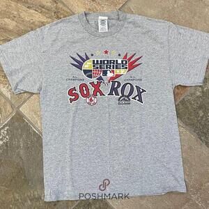 Boston Red Sox Colorado Rockies 2007 World Series Baseball Shirt Grey
